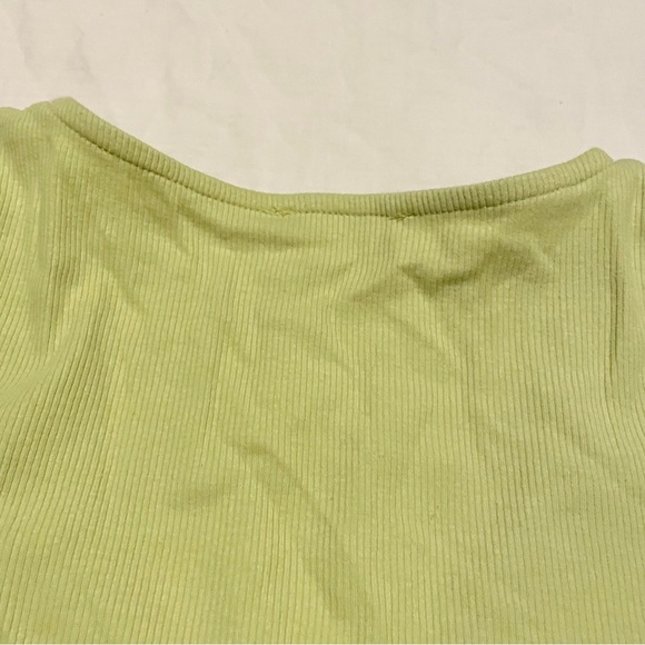 Zara Drawstring Scrunched V-Neck Cropped Ribbed T-Shirt Small - Picture 11 of 16